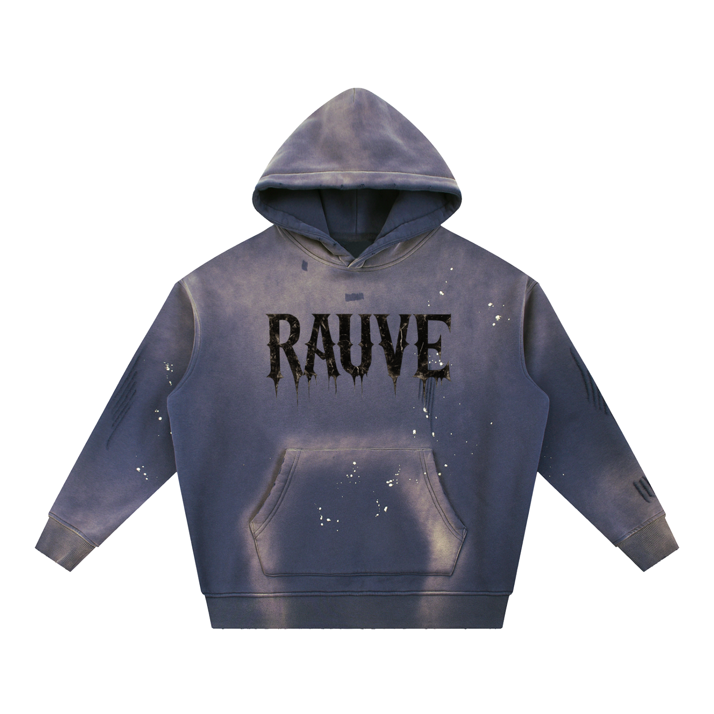 Vintage Washed Frayed Fleece Hoodie