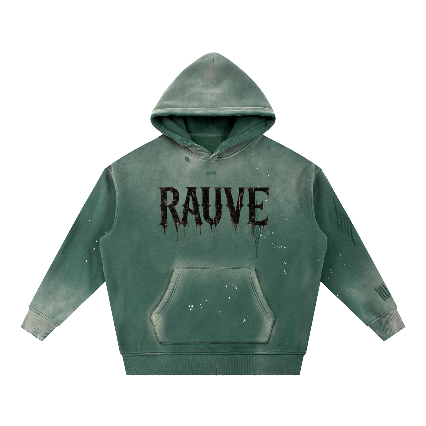 Vintage Washed Frayed Fleece Hoodie