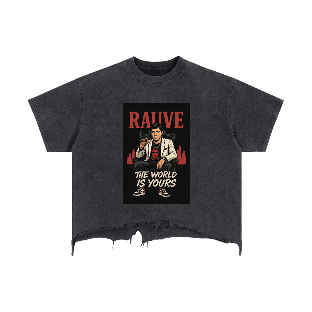 Vintage Wash Boxy Distressed Hem T-Shirt