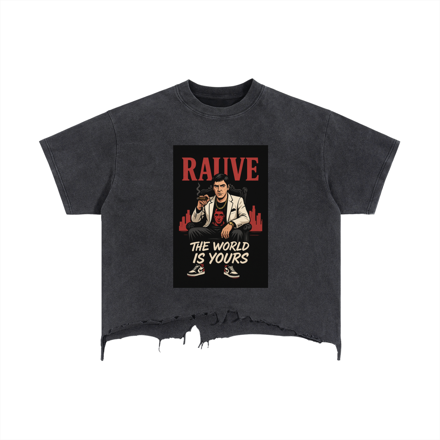 Vintage Wash Boxy Distressed Hem T-Shirt