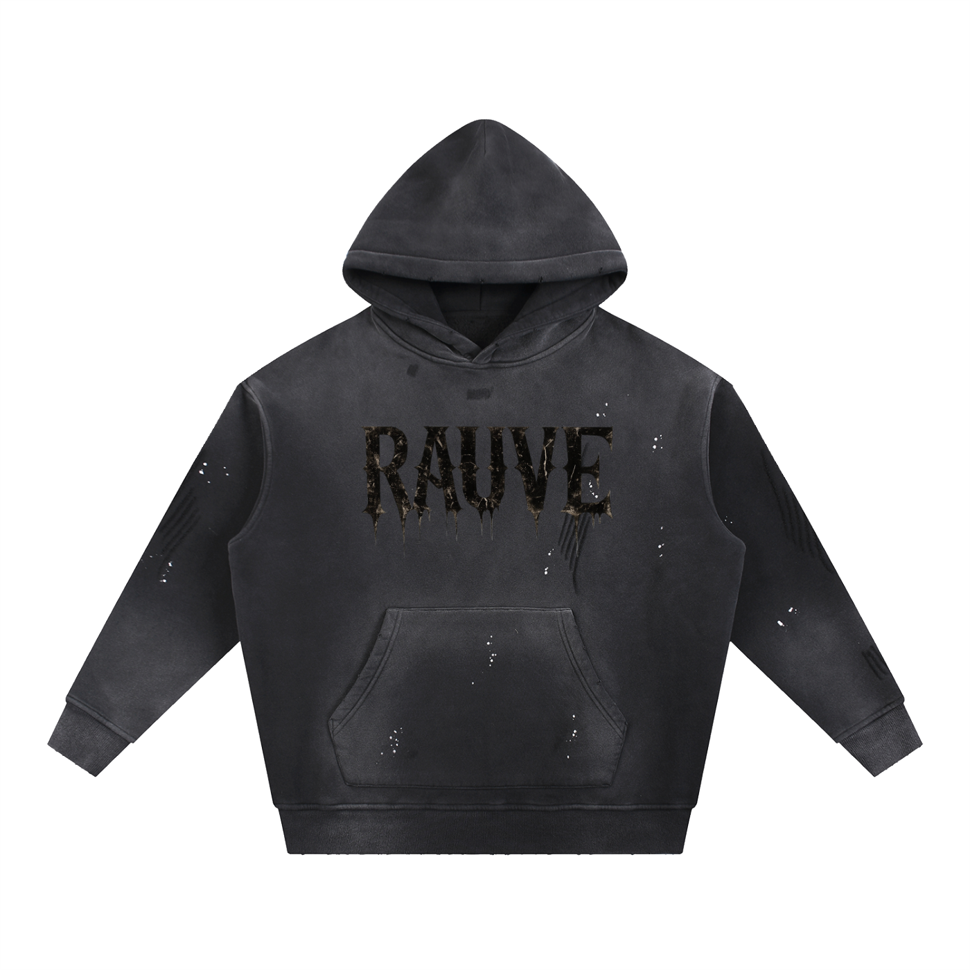 Vintage Washed Frayed Fleece Hoodie